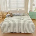 Minimalist navy blue striped duvet cover set in soft cotton with double-sided gray lining - Black and White Vertical Stripes