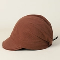 Bruine ademende geplooide krantenbezorgerspet met trekkoord en vintage gerafelde rand - L(58-60cm) / Roestrood