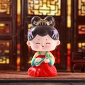 Chinese Tang dynasty style figurine with red dress and green Ruyi resin ornament - Lady With Ruyi (Cute)