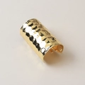 Golden hammer-textured metal hair clip with a modern irregular lava-style finish - Long Matte Gold