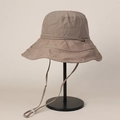 Side profile detail of a khaki quick-dry sun hat with wide brim and chin strap - M(56-58cm) / Khaki