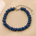 Close-up of dark blue stainless steel bracelet with silver clasp and S.steel hallmark - Blue (B-57)
