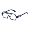 Futuristic geometric oversized sunglasses in black finish with asymmetric frames - Black Frame Anti-Blue Light