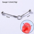 Silver stainless steel industrial barbell earring with 1.2mm gauge and opal accents - Bridge Style Bars / Silver