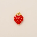 Macro detail of a red heart pendant with gold polka dots and a metallic top ring - Golden Polka Dot Red Heart Pendant (Pendant Only (Without Chain))