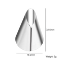 Silver stainless steel icing nozzle with 32.5mm height and 18.2mm base diameter - US 2