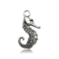 Vintage silver seahorse pendant alloy charm for DIY necklace and bracelet crafting - Antique Silver Seahorse 15x22mm