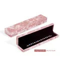 Pink velvet necklace box with vintage relief design and black lining, 24.5x6x3cm - Long Necklace Box / Pink
