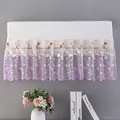 Detail of white lace air conditioner cover with purple daisy and butterfly embroidery - Purple Butterfly/Pleated