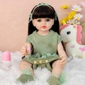 55cm reborn baby doll with brown hair in green knit outfit and pink pacifier - Green Tulle Dress Brown Hair / Doll Clothes (Outfit Only)