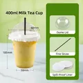 400ml clear plastic cup set with dome lid, straw, and leak-proof paper for iced tea - 400ml With Dome Lid Straw and Leak-proof Paper