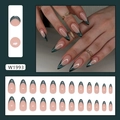 Uñas press-on verde oscuro degradado estilo francés efecto ojo de gato stiletto W1993 - Bruma de Montaña Lejana Estilo Pegamento (W1993)