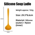 Long-handle bright orange silicone ladle, heat-resistant and non-stick cooking spoon - Large (Thick) / Yellow