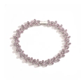 Silver bracelet with butterfly links and pink crystals on white background - Silver Magenta Zirconia Bracelet