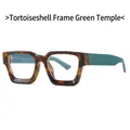 Square tortoise frame glasses with dark green temples for a stylish retro look - Tortoise Frame/Green Legs