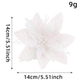 White 14cm glitter artificial poinsettia flower for Christmas tree decoration - White