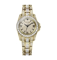 Luxurious gold tone quartz watch for women fully paved with shimmering crystals - Gold