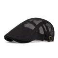 Béret en maille noire respirante avec boucle en métal bronze réglable à l'arrière - Noir