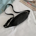 Minimalist black nylon fanny pack with silver zipper and adjustable strap - Black