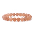 Minimalist 8mm natural orange moonstone beaded stretch bracelet for men and women - Sunstone Simulant