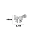 Silver bow cartilage stud earring with heart-shaped zircon and screw ball back - Double Zircon Bow Style (5#) / Silver