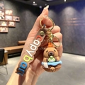 Cute Capybara keychain with a green turtle on back and a brown Capybara wrist strap - B216-5 Green Turtle