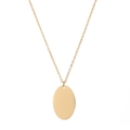 Minimalist gold stainless steel necklace with polished oval pendant for women - 14K Gold