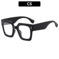 Eleganti occhiali da sole neri oversize quadrati con aste lucide nella variante C6 - Montatura Nera Lenti Trasparenti