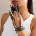 Bracciale ad anello gotico nero con filigrana metallica e catene in stile punk - Nero (2264)