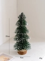 Mini artificial green flocked Christmas tree with wood base and snow tips, 20cm height - 20cm Pagoda Christmas Tree