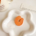 Funny food hair clip shaped like an orange croissant on a ceramic plate - C-shaped Cookie