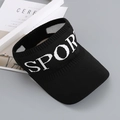 Women's black knitted sun visor with Sport lettering and elastic open top design - One Size / Black