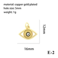 Gold plated evil eye charm with blue enamel and zircon detail measuring 16x12mm - Gold Eye Shape Green Eye (E-2)