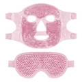Pink gel bead cooling set with full face mask and eye mask for hot and cold therapy - Pink Eye Mask + Face Mask Set