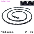 Oxidized black stainless steel 3mm box chain necklace with lobster clasp and 60cm length - 600x3mm / Oxidized Black