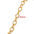 Golden 10mm stainless steel thick chain link with twisted rope texture for DIY jewelry - Twisted Rope Texture 10mm / Gold