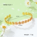 Macro detail of daisy flower open bangle showing dimensions 6.5cm and 0.75cm width - Beige Bracelet