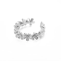 Minimalist silver flower open ring with micro-set zircon petals for a delicate floral look - Silver Flower Row (P6071553)