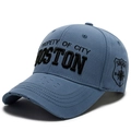 Casquette de baseball bleu marine avec broderie Boston et bordure usée vintage - Réglable / Bleu