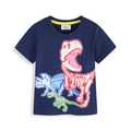 Dunkelblaues Kurzarm-T-Shirt für Jungen mit bunten leuchtenden Dinosaurier-Skeletten - 2T / Dunkelblau (6227)