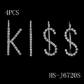 Set de 4 pasadores de pelo plateados con diamantes de imitación KISS para fiesta - Plata-KISS (Set de 4)