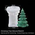 Christmas tree silicone mold for DIY candles and soaps with product dimensions shown - Christmas Tree 01 / Milky White