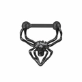 Close-up of black spider nipple piercing with sparkling rhinestones on white background - Black Rhinestone Spider Nose Ring
