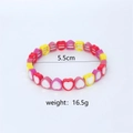 Bracelet élastique en émail coloré avec cœurs pour femmes, diamètre 5,5 cm et poids 16,5 g. - 5.5cm Diamètre Intérieur / Cœur Coloré