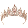 Rose gold crown featuring pink teardrop crystals and shimmering white rhinestones - Gold Base White and Champagne