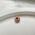 S925 sterling silver rose gold round bead with zircon pave on a white tray - Rose Gold