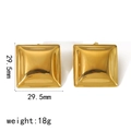 Polierte quadratische 18k vergoldete Edelstahl Ohrstecker mit konvexer Oberflächenform - Texturierter Quadratischer Stil (TE6684-G) / Gold