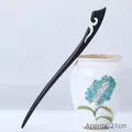 Black sandalwood hair stick with curved hollow top, 21cm length minimalist zen style - Pulling the Moon - 21cm