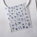 Pegatinas 5D para uñas con flores azules, mariposas y caligrafía china elegante - Estilo MN-198F Relieve 5D Flores Azules / MN-198F-Nuevo Relieve