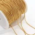 18K gold-plated copper bead chain for DIY jewelry making wound on a spool - 2mm Box Chain / Thick Silver